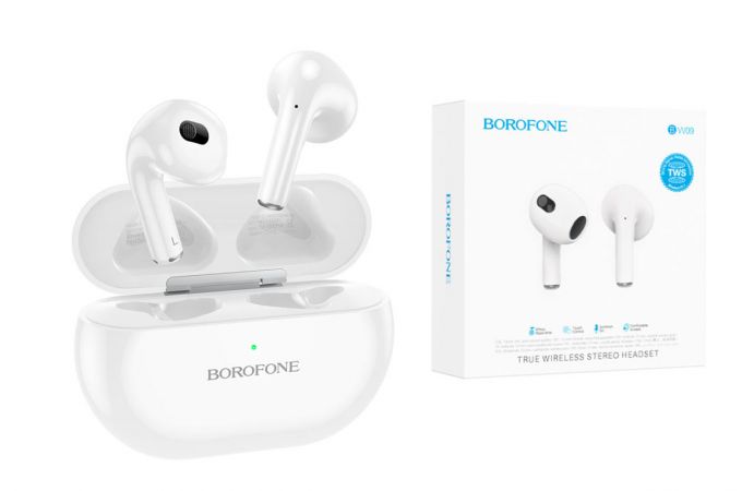 Наушники вакуумные беспроводные BOROFONE BW09 Sound true Wireless Earphone Bluetooth (белый)