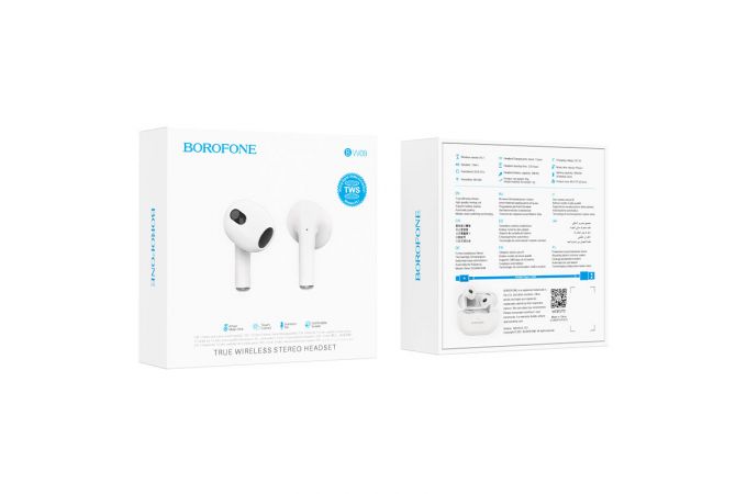 Наушники вакуумные беспроводные BOROFONE BW09 Sound true Wireless Earphone Bluetooth (белый)