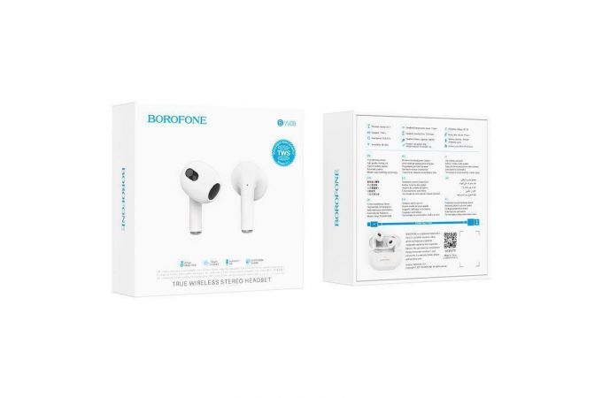 Наушники вакуумные беспроводные BOROFONE BW09 Sound true Wireless Earphone Bluetooth (белый)