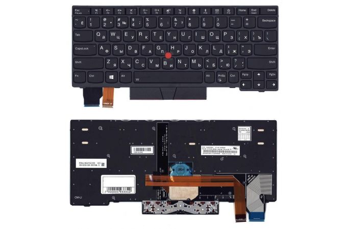Клавиатура для ноутбука Lenovo ThinkPad X390 черная с подсветкой