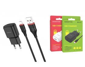 Сетевое зарядное устройство USB + кабель MicroUSB BOROFONE BA48A Orion 2100mAh (черный)