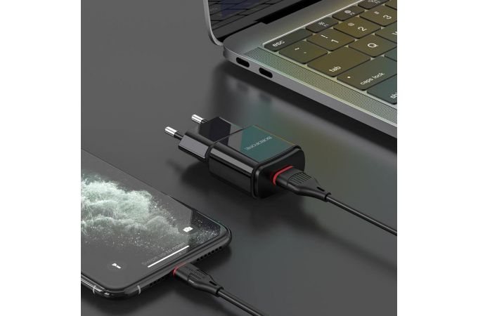 Сетевое зарядное устройство USB + кабель MicroUSB BOROFONE BA48A Orion 2100mAh (черный)