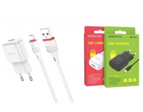 Сетевое зарядное устройство USB + кабель MicroUSB BOROFONE BA48A Orion 2100mAh (белый)