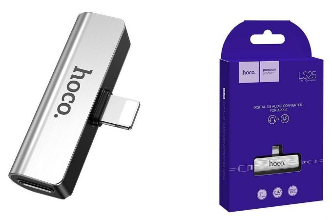 Переходник HOCO LS25 (штекер lightning - гнездо lightning+3,5)