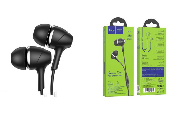 Наушники вакуумные проводные HOCO M76 Maya universal earphones (черный)