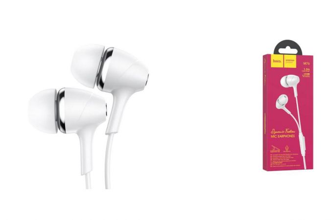 Наушники вакуумные проводные HOCO M76 Maya universal earphones (белый)