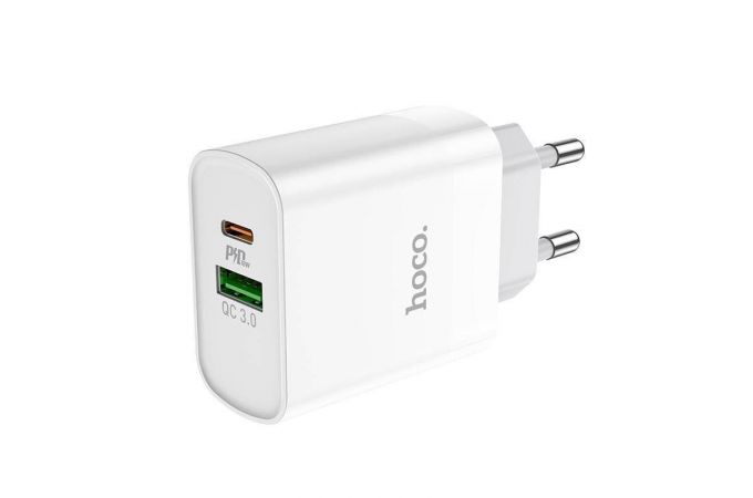 Сетевое зарядное устройство USB + USB-C HOCO C80A Rapido single port PD20W+ QC3.0 (белый)