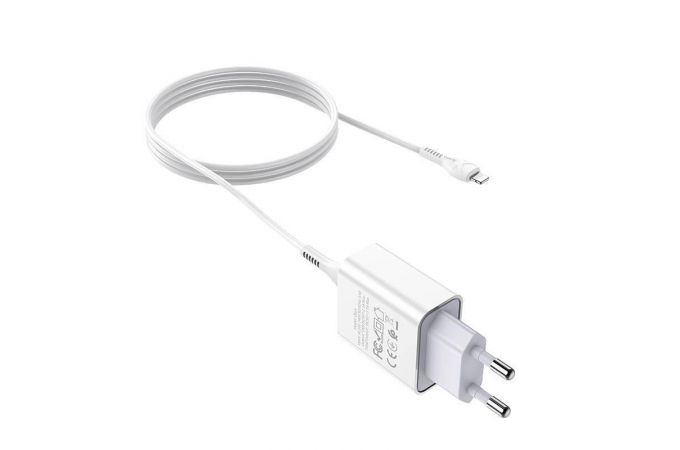 Сетевое зарядное устройство USB + кабель Lightning HOCO С81A Asombroso single port 2400mAh (белый)