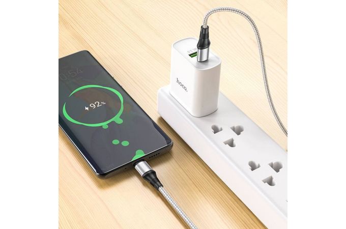 Кабель USB Type-C - USB Type-C HOCO X50, 5A/20V, PD100W (серый) 2м (в оплетке)