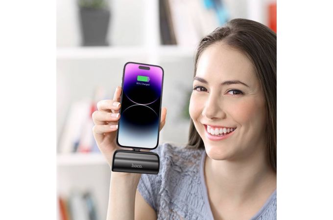 Универсальный дополнительный аккумулятор Power Bank HOCO J106  iPhone коннектор (5000 mAh) (черный)