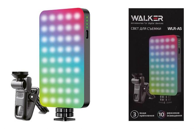 Видеосвет для съемки WALKER WLR-A5, RGB, портативный