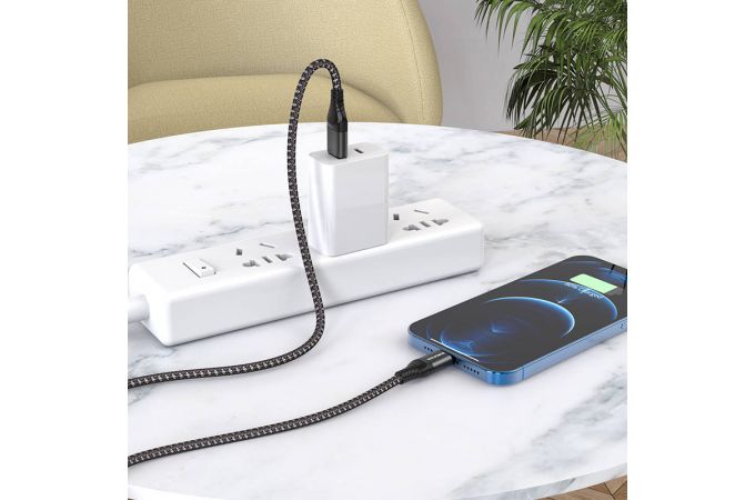 Кабель USB - Lightning BOROFONE BX56, 2,4A (черный) 1м (в оплетке)