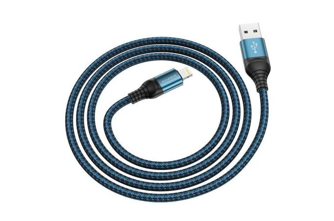 Кабель USB - Lightning BOROFONE BX56, 2,4A (синий) 1м (в оплетке)