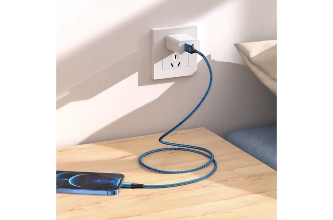 Кабель USB - Lightning BOROFONE BX56, 2,4A (синий) 1м (в оплетке)