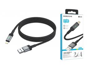 Кабель USB - Lightning BOROFONE BU30 (черный) 1,2м (с усиление сгиба)