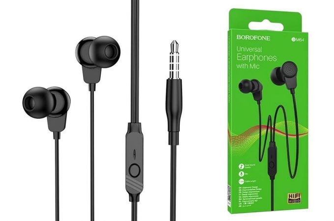 Наушники вакуумные проводные BOROFONE BM64 Goalant (черный)