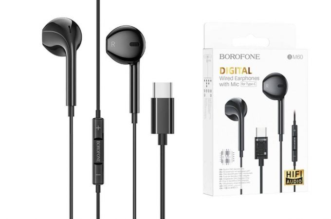 Наушники вакуумные проводные BOROFONE BM60 штекер Type-C (черный)