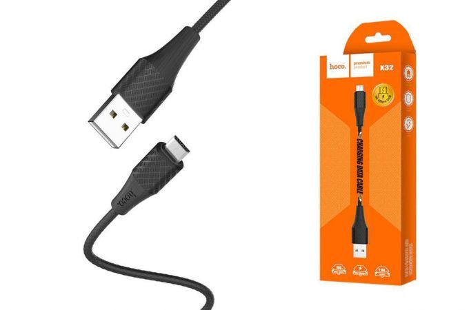 Кабель USB - MicroUSB HOCO X32, 2A (черный) 1м