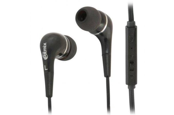 Наушники вакуумные проводные Ritmix rh-112M (черный)