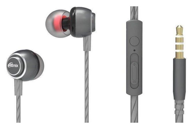 Наушники вакуумные проводные Ritmix rh-150M (серый)