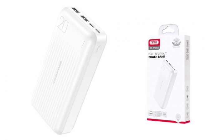 Универсальный дополнительный аккумулятор Power Bank XO PB302 Light Display 20000mAh White