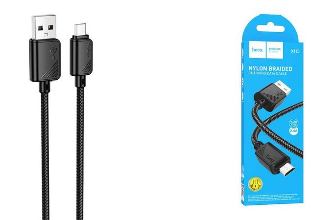 Кабель USB - MicroUSB HOCO X113 (черный) 1м
