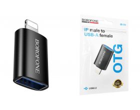 Переходник OTG Borofone BV26 Lightning штекер на USB гнездо USB2.0 (черный)