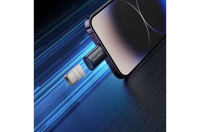 Переходник OTG Borofone BV26 Lightning штекер на USB гнездо USB2.0 (черный)