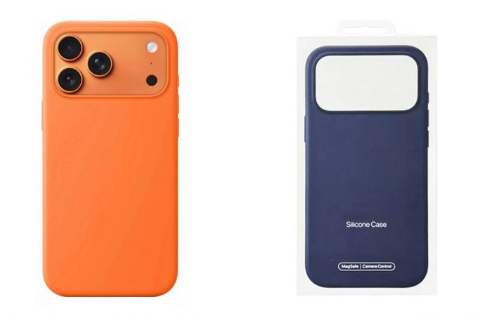 Чехол для iPhone 17 Pro (6,3) Silicone Case Soft Touch MagSafe Black (черный) (оранжевый)