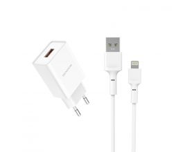 Сетевое зарядное устройство USB + кабель Lightning SENDEM OG02 5В, 3100mA (белый)