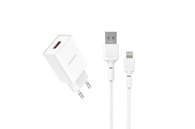 Сетевое зарядное устройство USB + кабель Lightning SENDEM OG02 5В, 3100mA (белый)