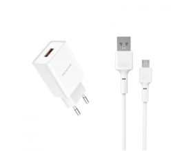 Сетевое зарядное устройство USB + кабель MicroUSB SENDEM OG02 5В, 3100mA (белый)