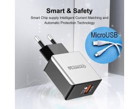Сетевое зарядное устройство USB + кабель MicroUSB Орбита OT-APU50 QC3.0, 3000mA (серебристый)