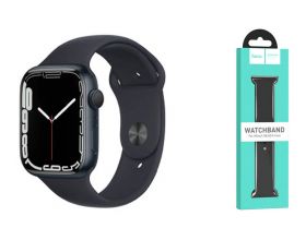 Ремешок для Apple Watch HOCO WA01 Классический спортивный силиконовый ремешок Flexible series (42-49 мм, полуночный синий)