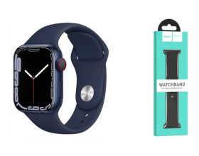 Ремешок для Apple Watch HOCO WA01 Классический спортивный силиконовый ремешок Flexible series (42-49 мм, вечерняя синева)