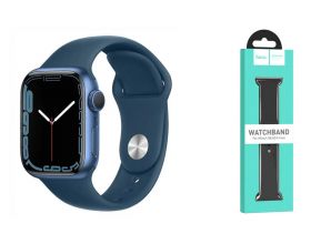 Ремешок для Apple Watch HOCO WA01 Классический спортивный силиконовый ремешок Flexible series (42-49 мм, темно синий)