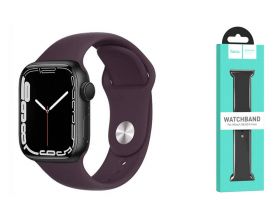 Ремешок для Apple Watch HOCO WA01 Классический спортивный силиконовый ремешок Flexible series (42-49 мм, малиново-вишневый)