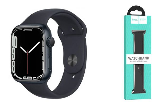 Ремешок для Apple Watch HOCO WA01 Классический спортивный силиконовый ремешок  Flexible series (38-41 мм, полуночный синий)