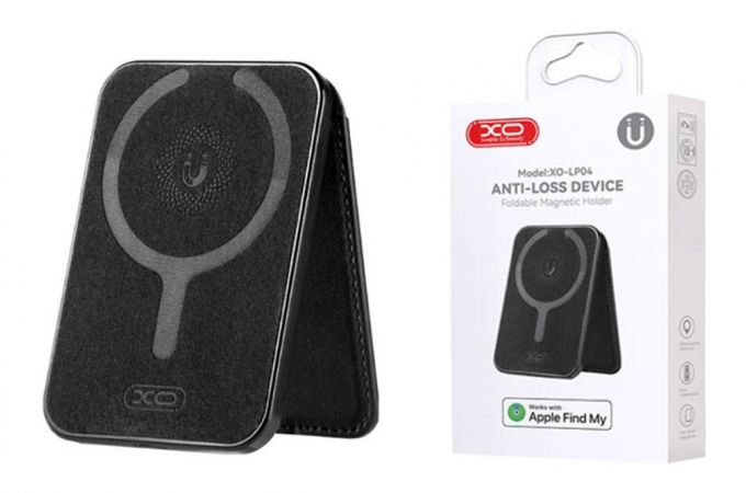 Картхолдер плюс AirTag метка XO LP04 Magnetic Card Pouch  Anti-Loss Locator (Apple MFI certified, for Apple system devices) Black