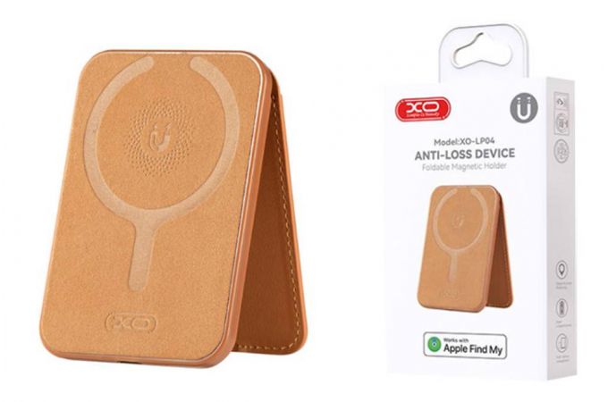 Картхолдер плюс AirTag метка XO LP04 Magnetic Card Pouch Anti-Loss Locator (Apple MFI certified, for Apple system devices) orange