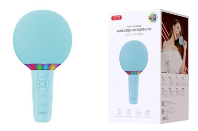 Караоке микрофон с колонкой XO BE50 Lollipop Bluetooth Microphone blue