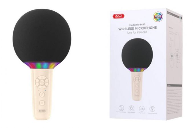 Караоке микрофон с колонкой XO BE50 Lollipop Bluetooth Microphone beige