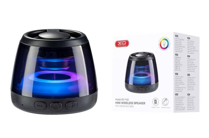 Портативная беспроводная колонка XO F62 mini Magnetic 5W (Accessories: Magnetic Ring + Lanyard + Data Cable) Black
