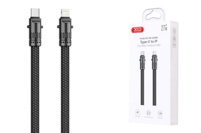 Кабель USB Type-C - Lightning XO NB-Q288A Lanyard Bullet Zinc Alloy 27W Black