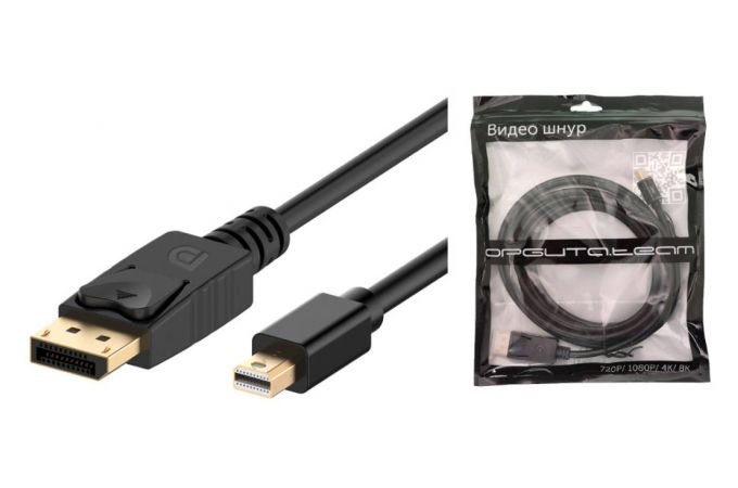 Кабель DisplayPort miniDP (M) --> DP (M) Орбита OT-AVW62 штекер miniDISPLAY PORT - штекер DISPLAY PORT 1м (v1.2)