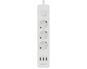 Сетевой фильтр с USB зарядкой HARPER UCH-360 White 3xUSB порта, 3хрозетки, длина 3м, 4000W (16A)