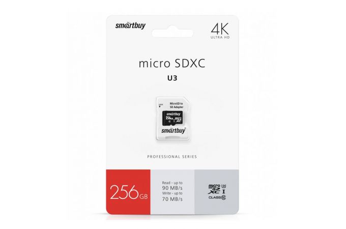 Карта памяти microSDHC Smartbuy 256GB U3 V30 A1 Advanced R/W up to 90/55 с адапт (SB256GBSDU1A-AD)