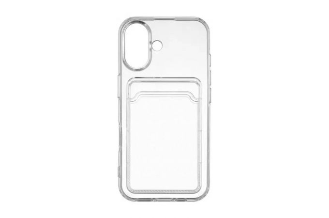 Чехол силиконовый для iPhone 17 (6,3) с отделением под карту (прозрачный)