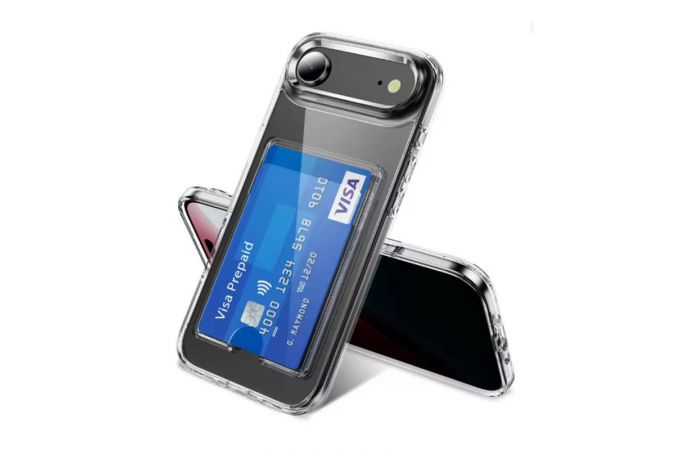 Чехол силиконовый для iPhone 17 Air (6,6) с отделением под карту (прозрачный)