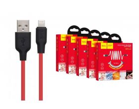 Кабель USB - Lightning HOCO X21 PLUS, 2,4A (черно-красный) 1м (силиконовый)